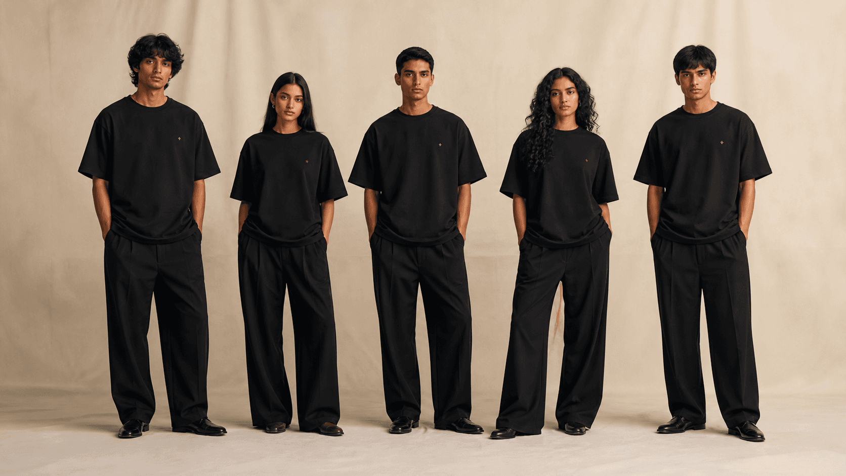 House of Empires models wearing oversized black T-shirts