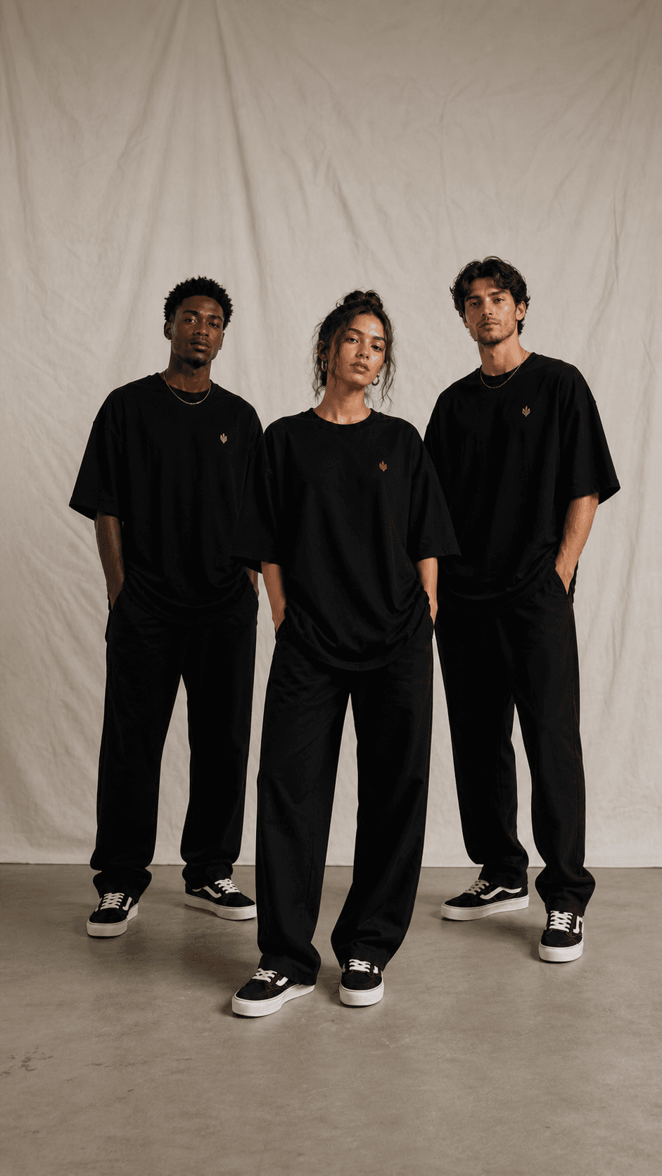 House of Empires models wearing oversized black T-shirts
